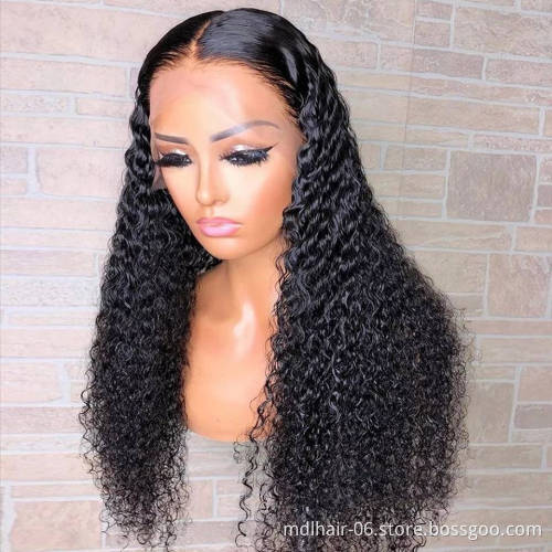 100% Human Hair Frontal Wig For Black Women Unprocessed Raw Indian Hair Kinky Curly Front Lace Wigs
